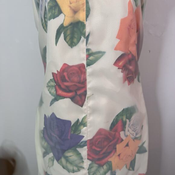 Commission Cold Shoulder Sheath Dress Organza Floral Raw Edge Avant Garde Size 4 - Picture 5 of 14